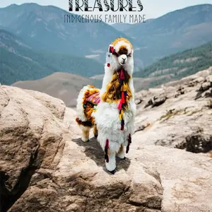 Organic Alpaca Wool Stuffed Animal Life Size Indigenous Family Made Soft Plush Furniture with Vibrant Tassels