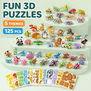 The Screen-Free Activity Every Parent Needs | 125PCS 3D Puzzle Set, Montessori STEM Learning Toys, DIY Craft Kit, Educational Building Toys, Fine Motor Skills Development, Kids Gifts Ages 3-8