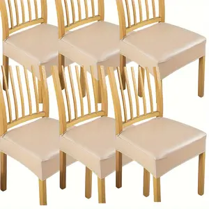 4/6 Piece Set PU Elastic Chair Covers, Dining Chair Slipcover, 100% Waterproof Seat Cushion Cover, Durable & Stretchy Furniture Protector