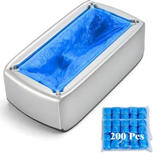 Shoe Covers Machine Automatic Shoe Cover Dispenser with 200pcs Disposable Plastic Shoe Cover for Home, Office, Supermarket, Factory, Hospital (Silver)