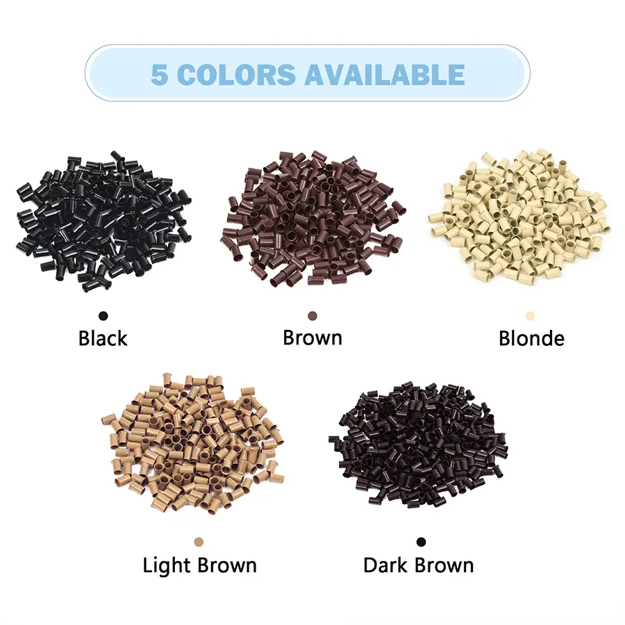 343060mm Micro Links Beads Copper Tubes Hair Extension Beads Non-Silicone Microlink Beads for Hair Extensions (100Pcs/pack) Beauty Tools Haircare Micro Ring