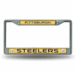 Rico Industries RIC- PItsburgh Steelers NFL Bling Glitter Chrome License Plate Frame