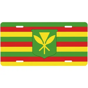 Kanaka Maoli Flag License Plate 6×12 Inch Aluminium Car Front License Plate Novelty Metal Vanity Tag Car Front Tag