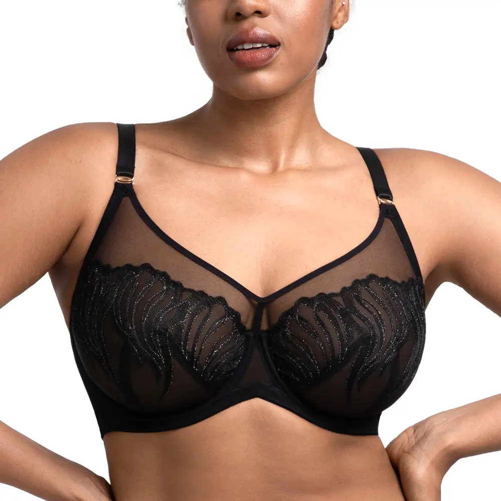 HSIA Luxe Bloom Plus Size No Padding Embroidery Full Coverage Unlined Underwire Bra for Everyday Elegance and Comfort