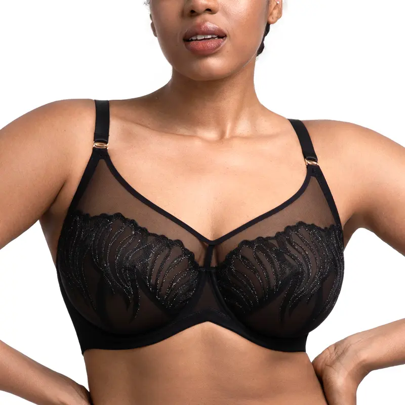 HSIA Luxe Bloom Plus Size No Padding Embroidery Full Coverage Unlined Underwire Bra for Everyday Elegance and Comfort