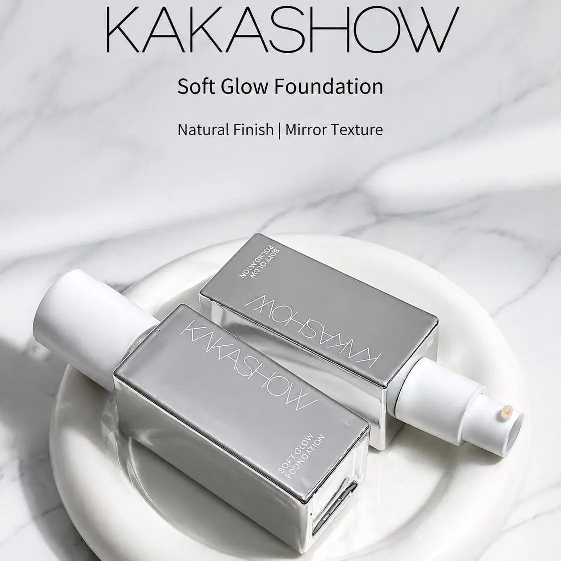 kakashow Brightening Liquid Foundation - Long-Lasting, Buildable Cover, Natural Look, Lightweight Second Skin Texture, Waterproof, Transfer-Proof, Silky Smooth Coverage, Daily Wear, Even Skin Tone Concealer, Beauty Cosmetic, Adults, All Skin Types