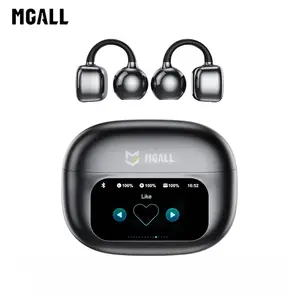 MGALL C02 Clip-On Ear Headphones with LCD Full Color Touch Screen, New Bluetooth 6.0 for Faster, More Stable Connection & Lower Power Consumption, Audio Wireless Headphones for Music & Phone Calls, Compatible with Android & iOS