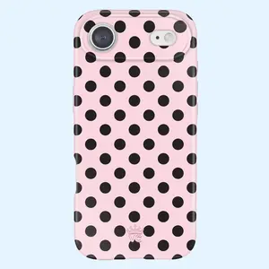 Velvet Pink Princess Red Polka Dot iPhone Case – Cute and Stylish, Magsafe-Compatible with Shockproof Design.