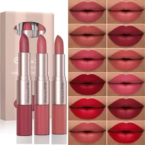 3-pack Double-ended Matte Lipstick and Lip Gloss Set - Long-lasting, Waterproof, 2-in-1 Design - Perfect Holiday Gift Choice for Women, Ideal for Everyday Use