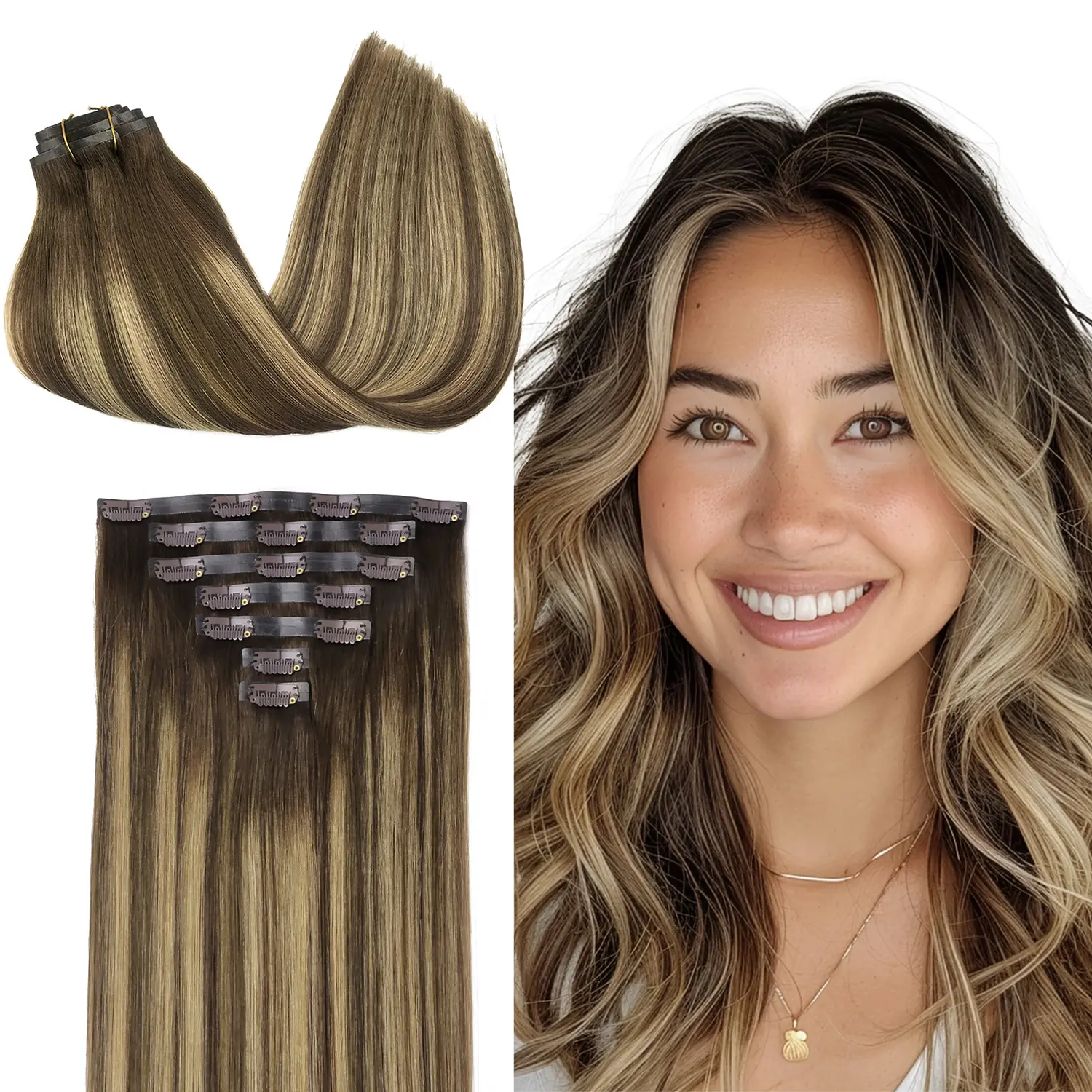 #4/27/4 Balayage Chocolate Brown to Caramel Blonde