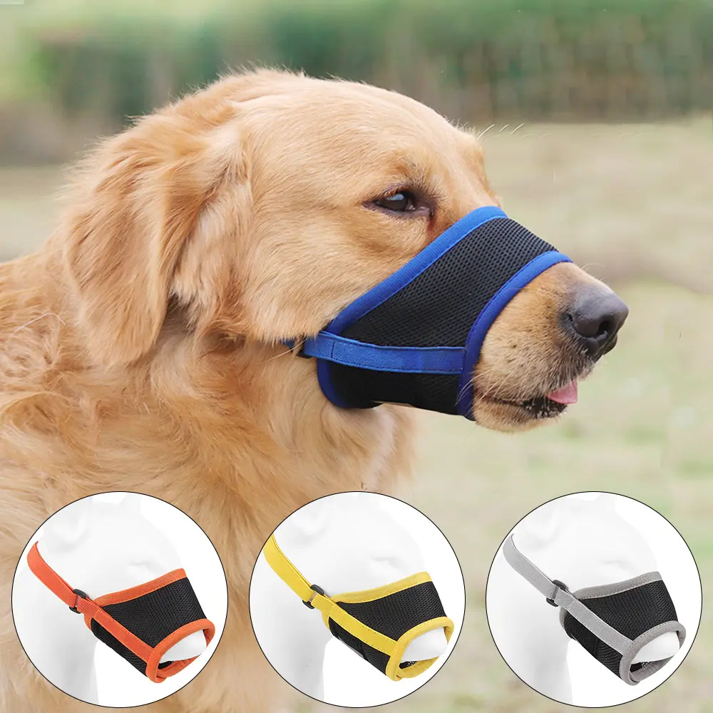 Dog Muzzle Puppy and Large Dog Anti-Barking Adjustable Breathable Soft Mesh Muzzle Straps for Safe Control and Comfort