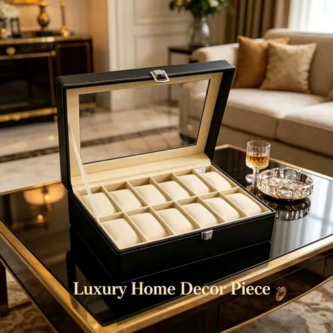 Leather Watch Box Storage Case, Watch Accessories Box, Jewelry Display Organizer, Large Capacity, High-End Lockable Security Wristwatch Mechanical Showcase Holder