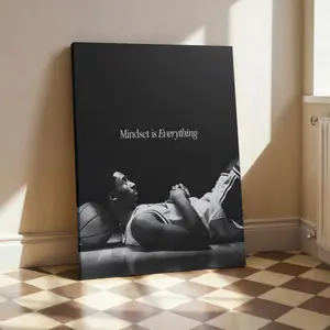 Mindset Is Everything, Kobe Bryant Motivational Canvas Print Poster, Motivational Basketball Quotes Decor For Office Bedroom Study Room Gym