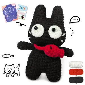 Cute Cat Design Crochet Kit, 1 Set Crochet Material Bag with Random Color Accessories, DIY Knitting Tool Kit for Beginner, Suitable for Gift