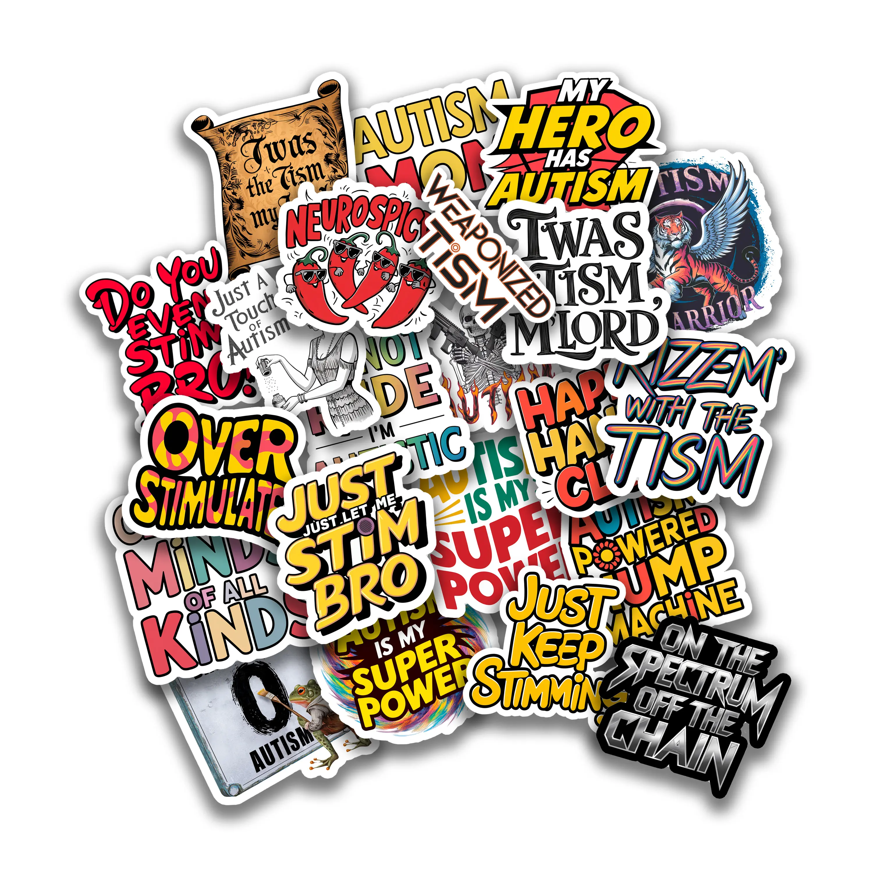 Funny Autism Awareness Sticker Pack - Relatable and Edgy Autism Stickers Decor Decorative