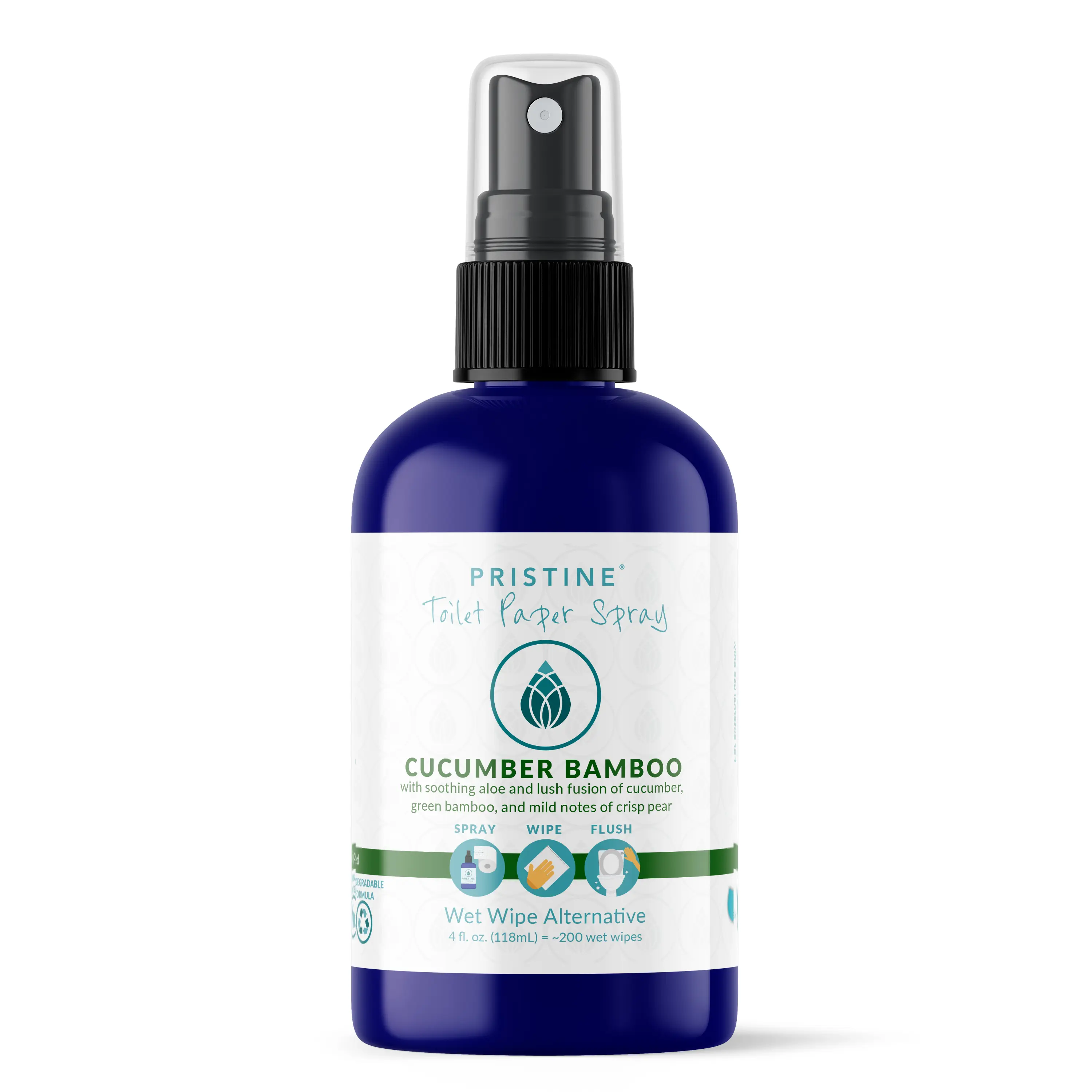 Pristine Toilet Paper Spray wet wipe alternative - Cucumber Bamboo 4 oz