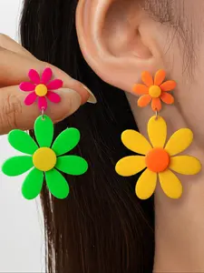 Cute Daisy Design Dangle Earrings, Statement Earrings, Fashionable Acrylic Earrings for Women & Girls, Trendy All-match & Exquisite Jewelry, Casual Trendy Jewelry for Birthday Gift