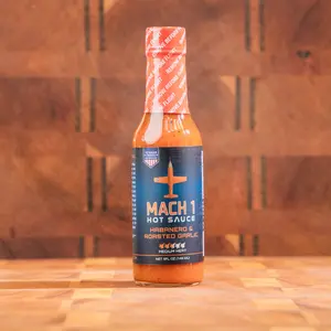 Mach 1 Hot Sauce Roasted Garlic & Habanero 5 fl oz 148 mL Veteran Owned Medium Heat with Scotch Bonnets & Ginger Floral Sweet Notes