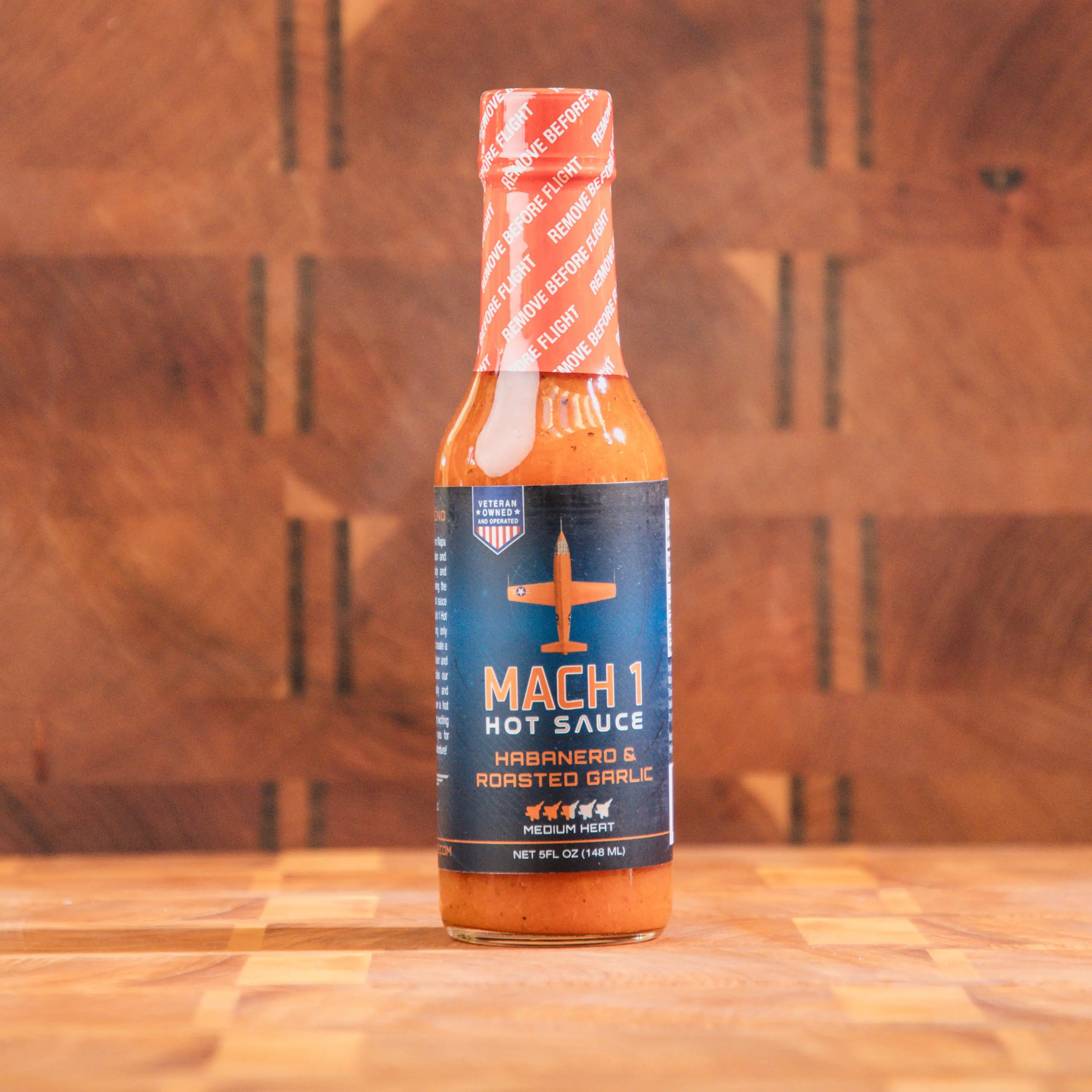 Mach 1 Hot Sauce Roasted Garlic & Habanero 5 fl oz 148 mL Veteran Owned Medium Heat with Scotch Bonnets & Ginger Floral Sweet Notes