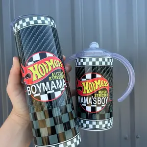 Handmade hot mess boy Mom and mamas boy Matching Tumblers - High-Quality 20oz and 12oz Set - Drinkware, Bottle, mother and son matching