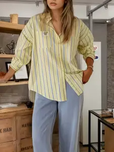 Women's Striped Shirt, Casual Fashion Top, Long Sleeve Blouse, Comfortable Fit, Perfect for Daily Wear, Stylish Women's Clothing