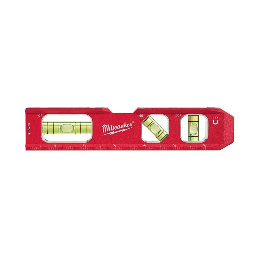 7 in. Billet Torpedo Level No Warranty Tool Red Color with Clear Markings