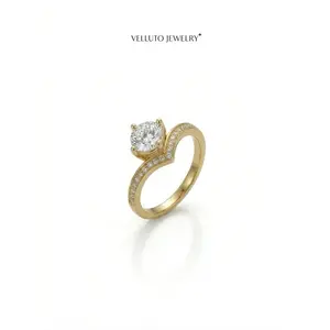 Gold-Plated Moissanite Adjustable Ring, 3.0 Carat Total Weight – Heart Cut, Excellent Cutting, A Must for Dates