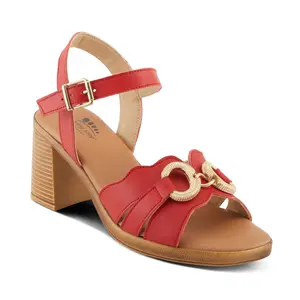 Spring Step Leather Stacked Heel Sandals - Sardinia