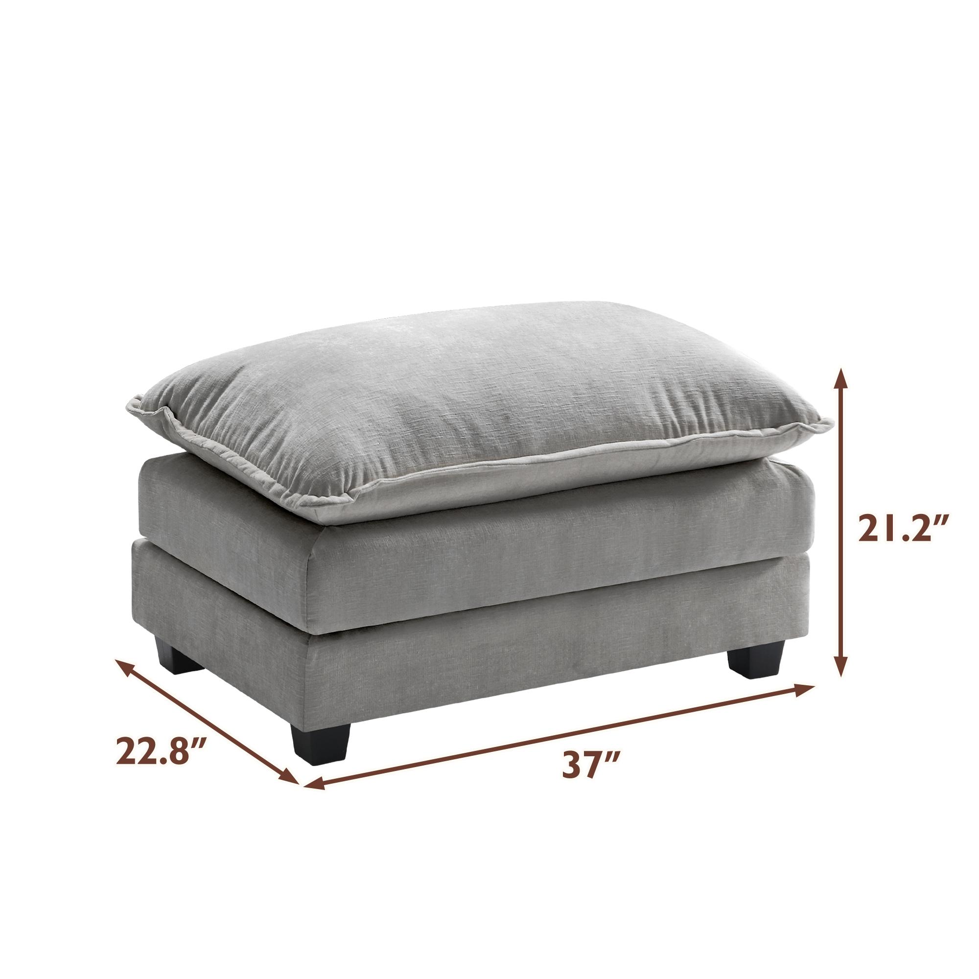 GuroMagicSofa 37 x 21.2 x 22.8‘’ Fluffy Modern Chenille Upholstered Lounge Sofa with Footstool – Fits multi-seat living room sofas, includes a movable footstool and one seat cushion, suitable for apartments, bedrooms, and living rooms.