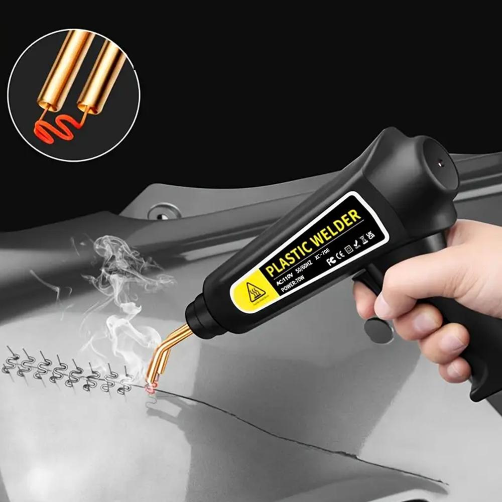 Plastic Welding Machine Repair Kit, Hot Stapler Plastic Repair Kit, Tool Set with 200 Welding Nails Suitable for Car Bumper Crack Repair Kit, Durable Thermoplastic Welding Gun Quick Heating PVC Plastic Repair Tool
