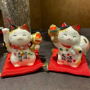 New Year Lucky Charm |   Yakushigama “Blessings & Wishes” Lucky Hammer Maneki-neko (with Cushion)#7893 #7894