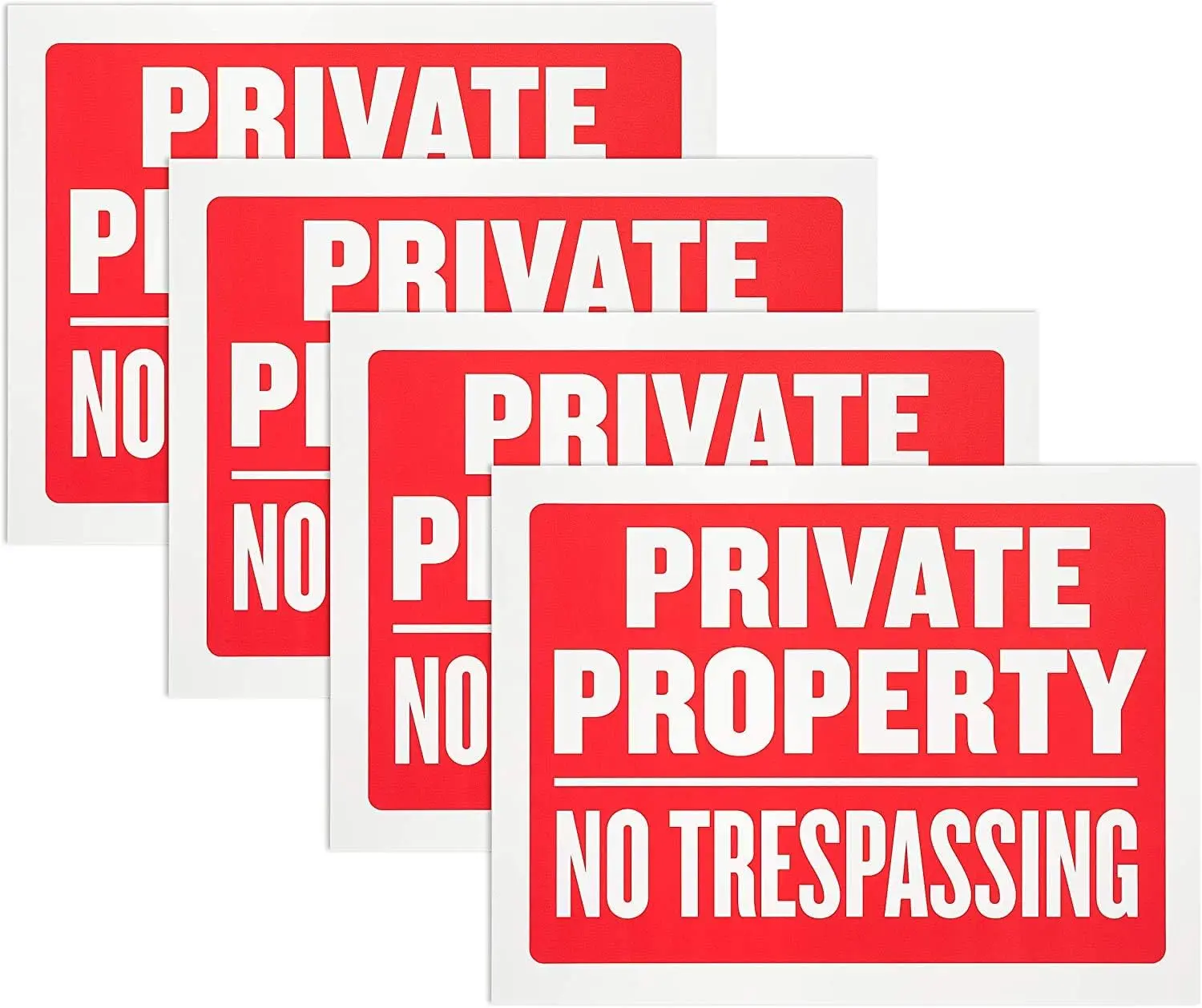8 Pack Private Property No Trespassing Sign 9 x 12 Inch Weatherproof, Water Resistant, Easy to Mount, Durable Ink, Indoor and Outdoor Keep, for Home Safety & Privacy