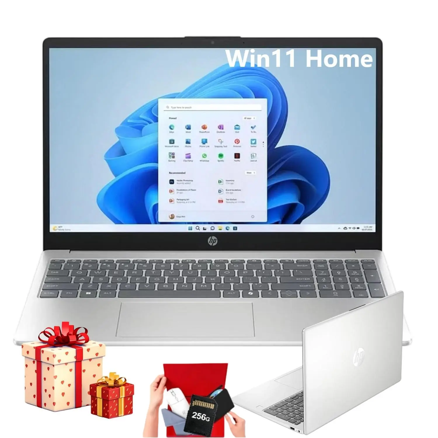 HP 2026 15inches Lightweight Laptop for Students & Business, Intel i3-N305, Intel UHD Graphics, Up to 32GB RAM, 512GB Storage, Windows 11 Home, Silver, Cordless Batteries Bundle Accessory, School-Ready