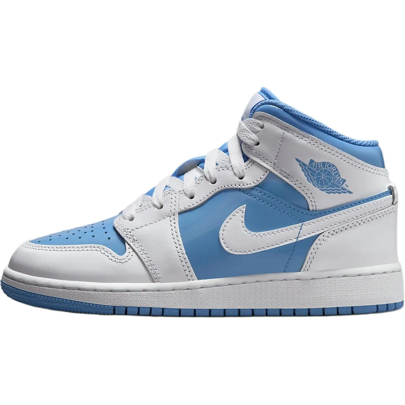 Jordan Air 1 Anti-Slip Wear-Resistant Mid-Top Children's Basketball Shoes White Blue Kids'' Versatile Durable Non-slip FZ3933-114