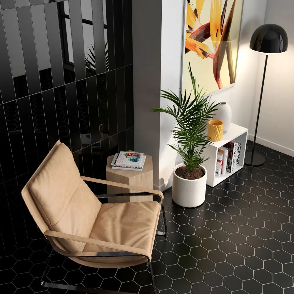 Venice Black 2x10 Ceramic Tile Sample