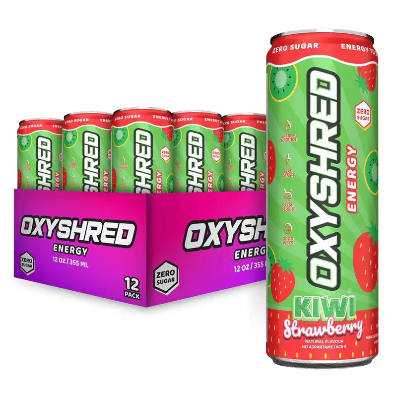 EHPlabs OxyShred Energy Drink 12 Pack 355ml Sugar Free Sport Beverage with Acetyl L-Carnitine Guarana & Green Tea Extract for Energy Boost Sports Gym Workout Training Study Work Men Women Health Fitness Supplement Flavor | New Year New Me |
