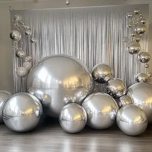 2-Pack Orbz Mylar Foil Balloons, 43" Metallic Silver Large Round Sphere Helium or Air-Filled Party Decorations