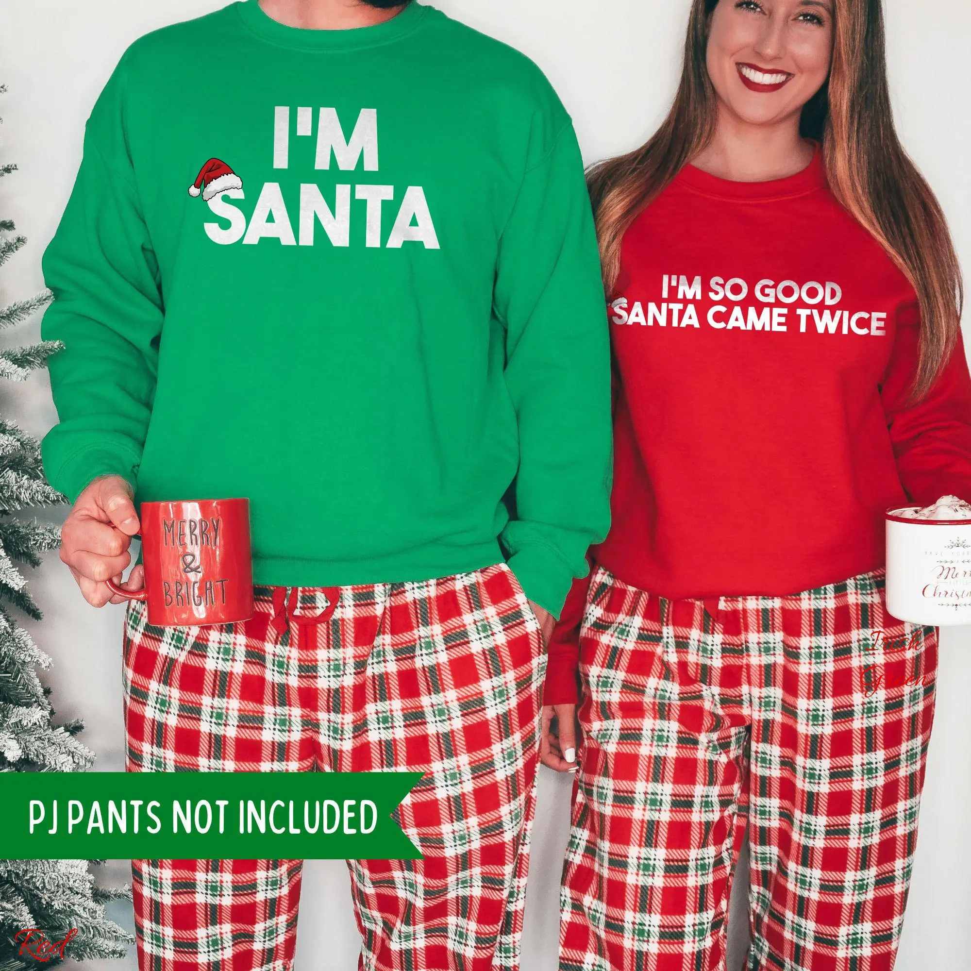 I'm So Good Santa Came Twice Funny Matching Couple Christmas Sweatshirts, Xmas Funny Duo T-shirt, Sweatshirt, Hoodie Gift for Him and Her