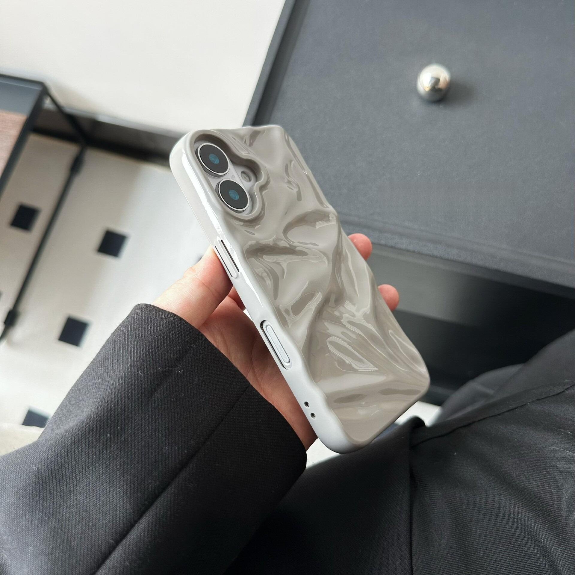 (Case & Nova.) 3D Wavy Ripple Glossy Phone Case, Compatible with iPhone 17 Pro Max, 16, 15, 14, 13, Luxury Shockproof Protective Cover junk