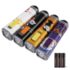#JumpstartSale EverBrite Halloween Flashlights 4-Pack Halloween Gifts, Small LED Flash Light Handheld Torch with Lanyard 12AAA Battery Included, Mixed Color
