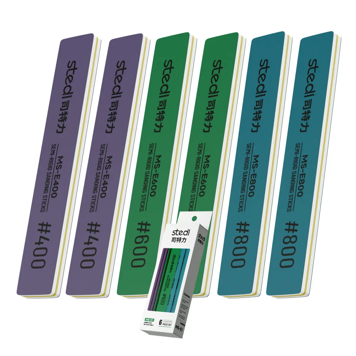 stedi Sanding Stick, Model Hobbyist Tool, Polishing Sanding Stick Tool for Gundam Repair Plastic Models and Miniatures 6 pcs (#400+#600+#800*2) Heavy Duty