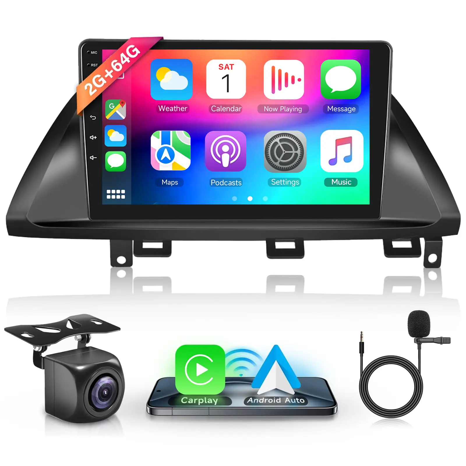 Podofo 10.1" Touchscreen UI 5Ghz WiFi Android 15 Car Stereo Unit for Honda Odyssey 2005-2010, 2+64G, Wireless Play, GPS Nav, In-Car Audio, DSP EQ, Bluetooth, FM/RDS Radio, SWC, HD Backup Camera