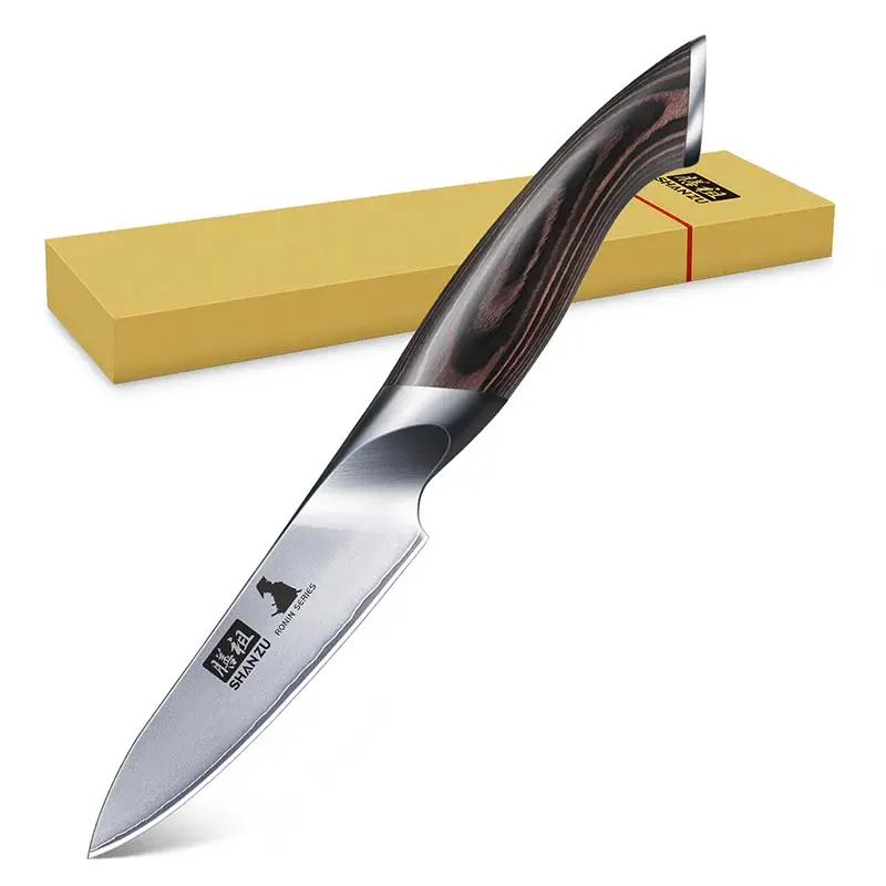 SHAN ZU RONIN Kitchen Knives Set - Fruit Knife, Peeler with Ergonomically Designed Wooden Handle, Sharp Blade sohochic
