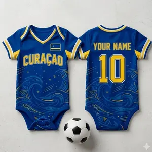 Personalized Curaçao Baby Bodysuit, Custom Name Number Infant Outfit, Baby Jersey Gift, Baby Shower Present UJA NBC