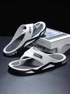 Men's Sporty Pattern Sandals, Strap Sandals, Fashion Breathable Flip Flops, Comfortable Non-Slip Slippers, Durable PVC Home Shoes
