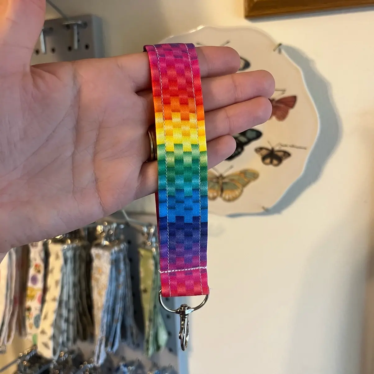 Rainbow Gradient Pride Fabric Keychain Wristlet