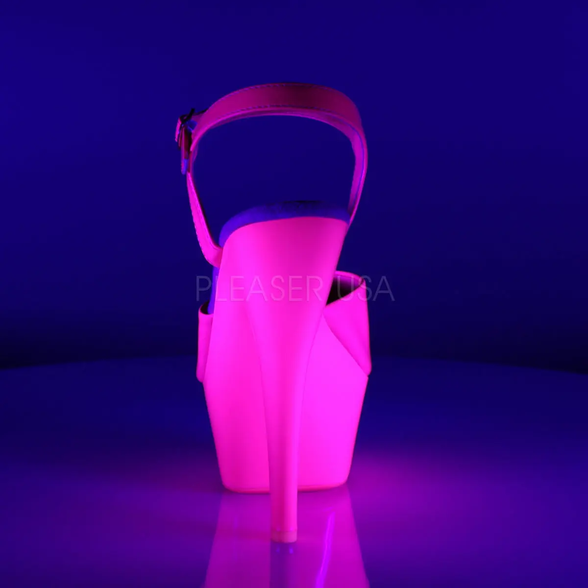 Women's KISS-209UV Platform Sandals, Stylish Neon Hot Pink UV-Reactive Wedges with 6" Heel for Parties and Club Outfits, Fashion, Shoe, Heeled, Pleaser, High Heel, 6 In