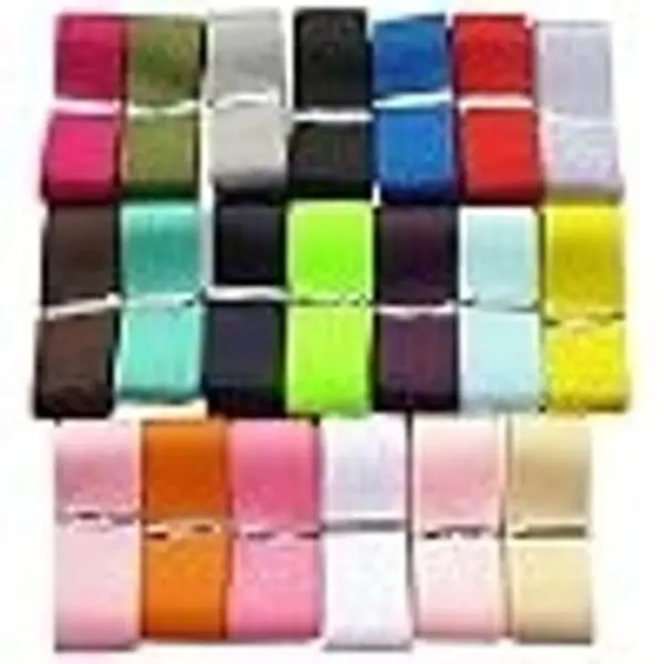 Grosgrain Ribbon Bulk Pack - 20yd Total, 20 Mixed Colors Assorted, 1"(25mm) Width, Multi-Size Options for Home Supplies Crafting Decor