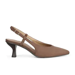 KITTY Pointed Toe Slingback Kitten Heel Sandals