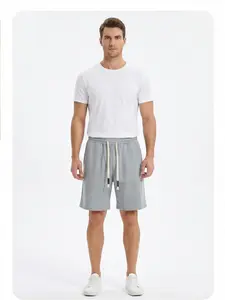 Men's Heather Gray Sweat Shorts - Elastic Waist Drawstring Loose Fit Casual Shorts, Breathable Cotton Blend Gym Workout Shorts with Pockets, Summer Loungewear Streetwear for Men